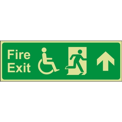 Fire Exit Up (Arrow) Wheelchair Access Emergency Escape Photoluminescent Sign Fire Exit Up (Arrow) Wheelchair Access Emergency Escape Photoluminescent Sign