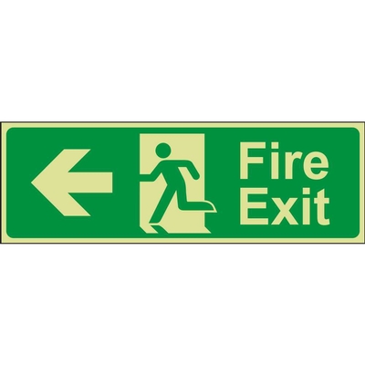Fire Exit Left (Arrow) Emergency Escape Photoluminescent Sign Fire Exit Left (Arrow) Emergency Escape Photoluminescent Sign