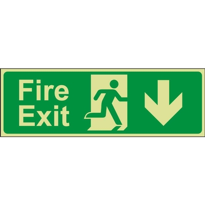 Fire Exit Down (Arrow) Emergency Escape Photoluminescent Sign Fire Exit Down (Arrow) Emergency Escape Photoluminescent Sign