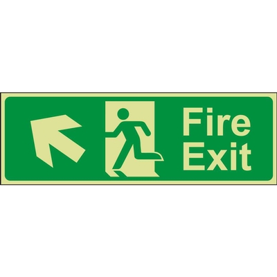 Fire Exit Up Left (Arrow) Emergency Escape Photoluminescent Sign Fire Exit Up Left (Arrow) Emergency Escape Photoluminescent Sign