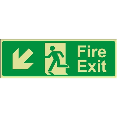 Fire Exit Down Left (Arrow) Emergency Escape Photoluminescent Sign Fire Exit Down Left (Arrow) Emergency Escape Photoluminescent Sign