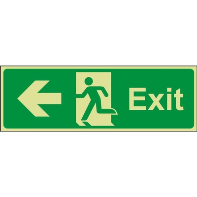 Exit Left (Arrow) Emergency Escape Photoluminescent Sign Exit Left (Arrow) Emergency Escape Photoluminescent Sign
