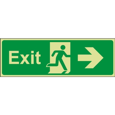 Exit Right (Arrow) Emergency Escape Photoluminescent Sign Exit Right (Arrow) Emergency Escape Photoluminescent Sign