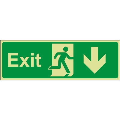 Exit Down (Arrow) Emergency Escape Photoluminescent Sign Exit Down (Arrow) Emergency Escape Photoluminescent Sign