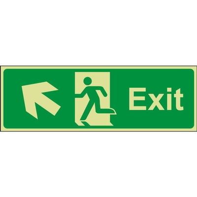 Exit Up Left (Arrow) Emergency Escape Photoluminescent Sign Exit Up Left (Arrow) Emergency Escape Photoluminescent Sign