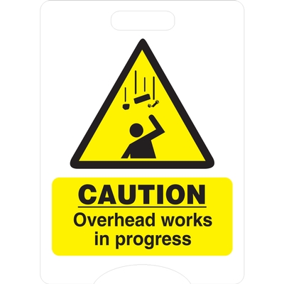 Caution Overhead Works in Progress Sign