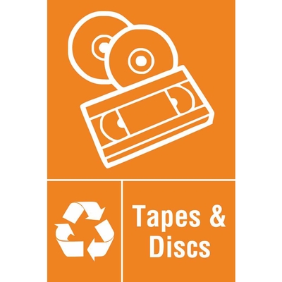 Tapes and Discs Waste Recycling Sign Tapes and Discs Waste Recycling Sign