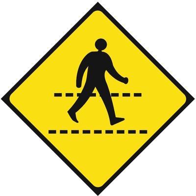 Pedestrian Route Warning Sign