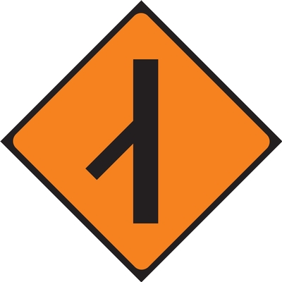 Merging Traffic From Left Roadworks Sign