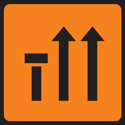 Nearside Lane (Of Three) Closed Roadworks Square Sign