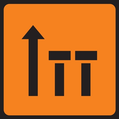 Two Offside Lanes (Of Three) Closed Roadworks Square Sign