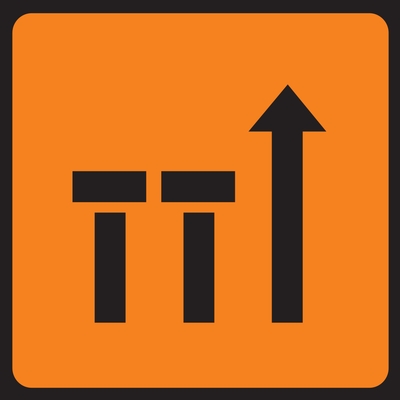 Two Nearside Lanes (Of Three) Closed Roadworks Square Sign