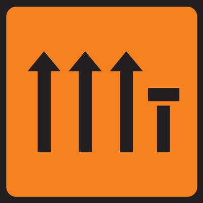 Offside Lane (Of Four) Closed Roadworks Sign