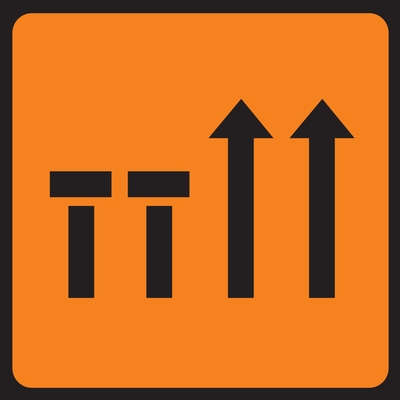 Two Nearside Lanes (Of Four) Closed Roadworks Sign