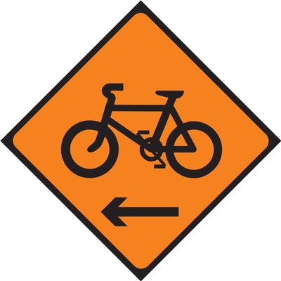Cyclists Keep Left Roadworks Sign