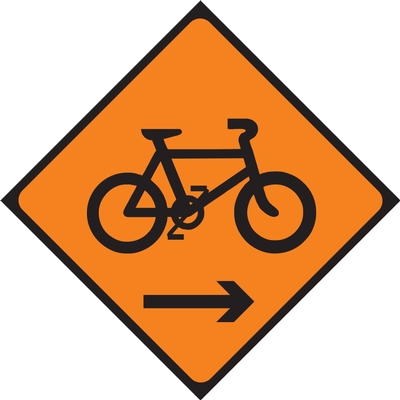 Cyclists Keep Right Roadworks Sign