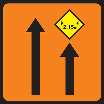 Lane 2 Of 2 Narrow Roadworks Sign