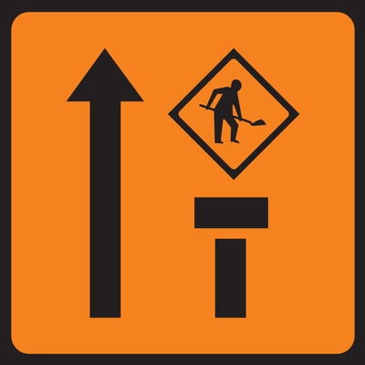 Lane Two Of Two Closed Mobile Lane Closure Roadworks Sign