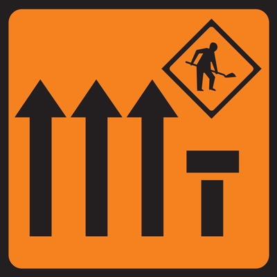 Lane Four Of Four Closed Mobile Lane Closure Roadworks Sign